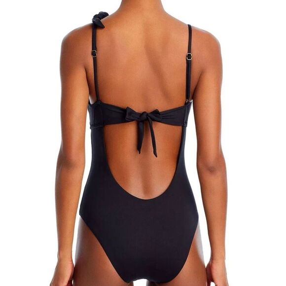 New BECCA by Rebecca Virtue black one shoulder asymmetrical cut out swimsuit. Si - Picture 2 of 7